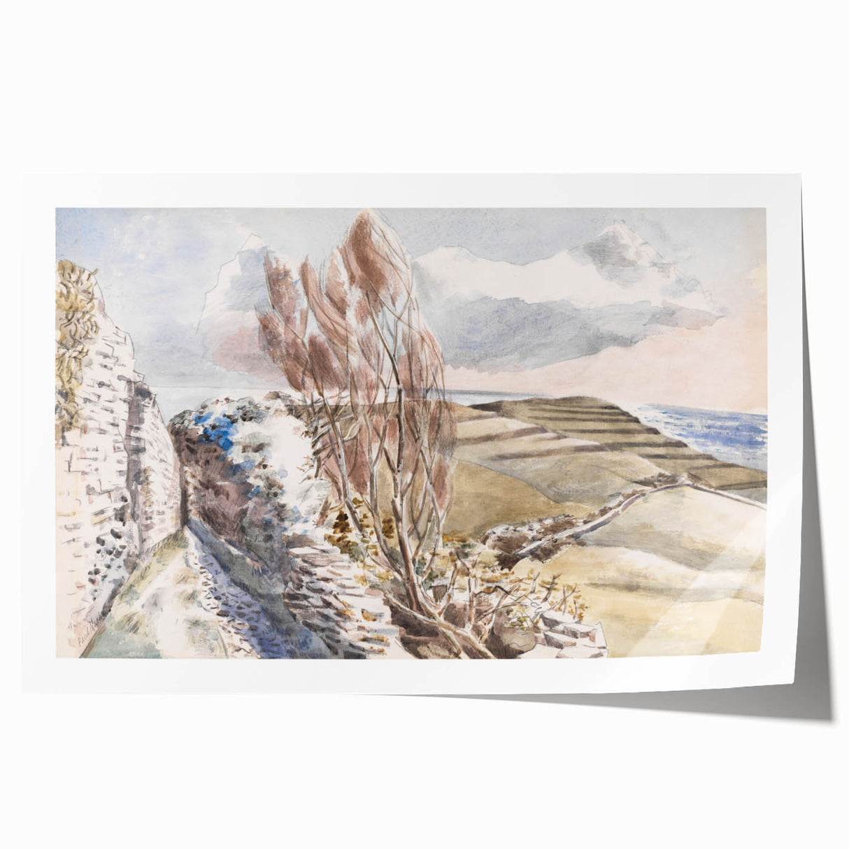 Pastoral Coastal Landscape - Soft Modern Wall Art in Earthy Tones