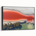 Framed abstract landscape canvas art with a black frame, showcasing vibrant colors and textured details, perfect for modern home decor and enhancing interiors.