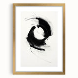 Abstract minimalist wall art framed in gold, showcasing geometric shapes and a soft color palette. Ideal for modern decor, elevating any living space.