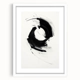 Abstract minimalist wall art framed in white, showcasing geometric shapes and soft pastel colors, perfect for modern home decor.