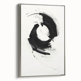 Framed abstract minimalist wall art featuring silver tones and geometric patterns, displayed in a sleek setting, perfect for modern home decor.