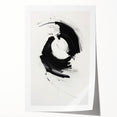 Abstract minimalist wall art print featuring soft pastel colors and geometric shapes, elegantly rolled for easy display, ideal for modern home decor.