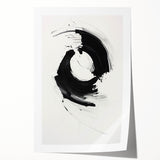 Abstract minimalist wall art print featuring soft pastel colors and geometric shapes, elegantly rolled for easy display, ideal for modern home decor.