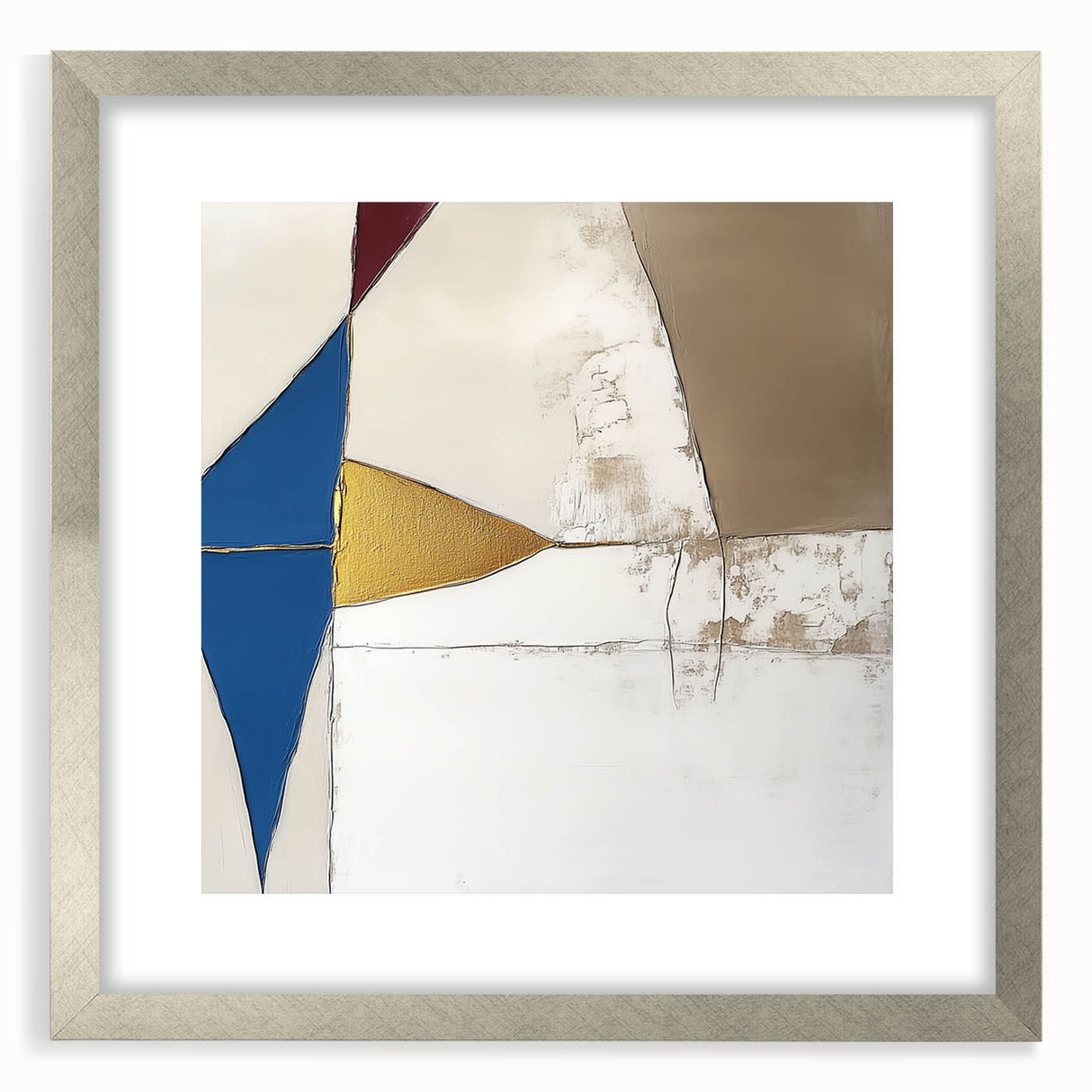 Modern Abstract Wall Art – Bold Geometric Canvas in Blue & Gold