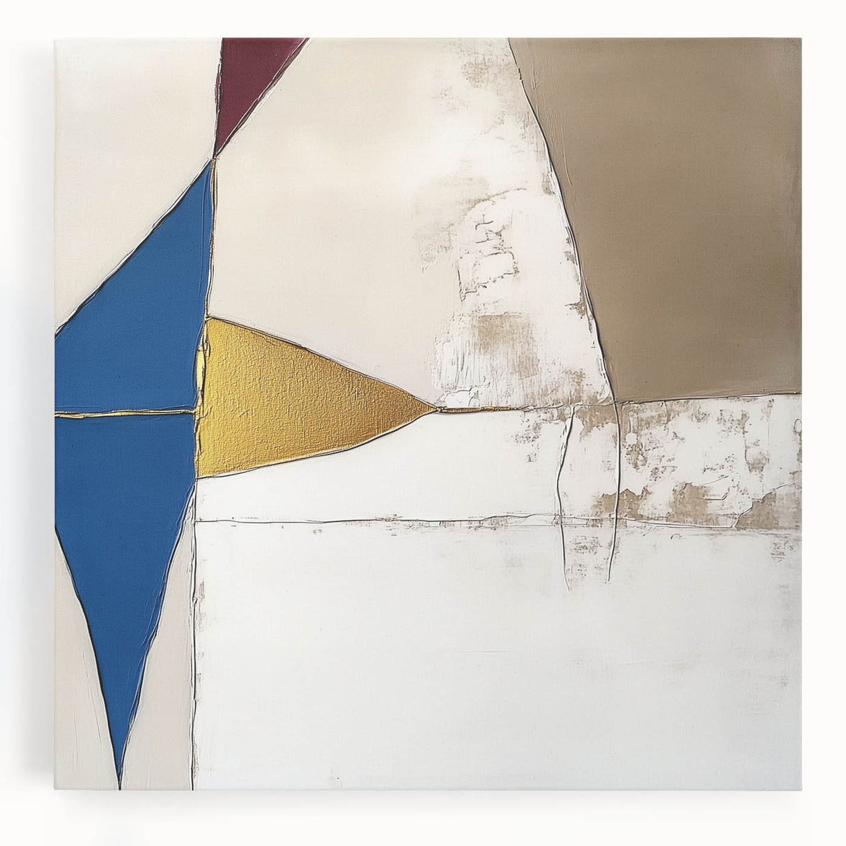 Modern Abstract Wall Art – Bold Geometric Canvas in Blue & Gold