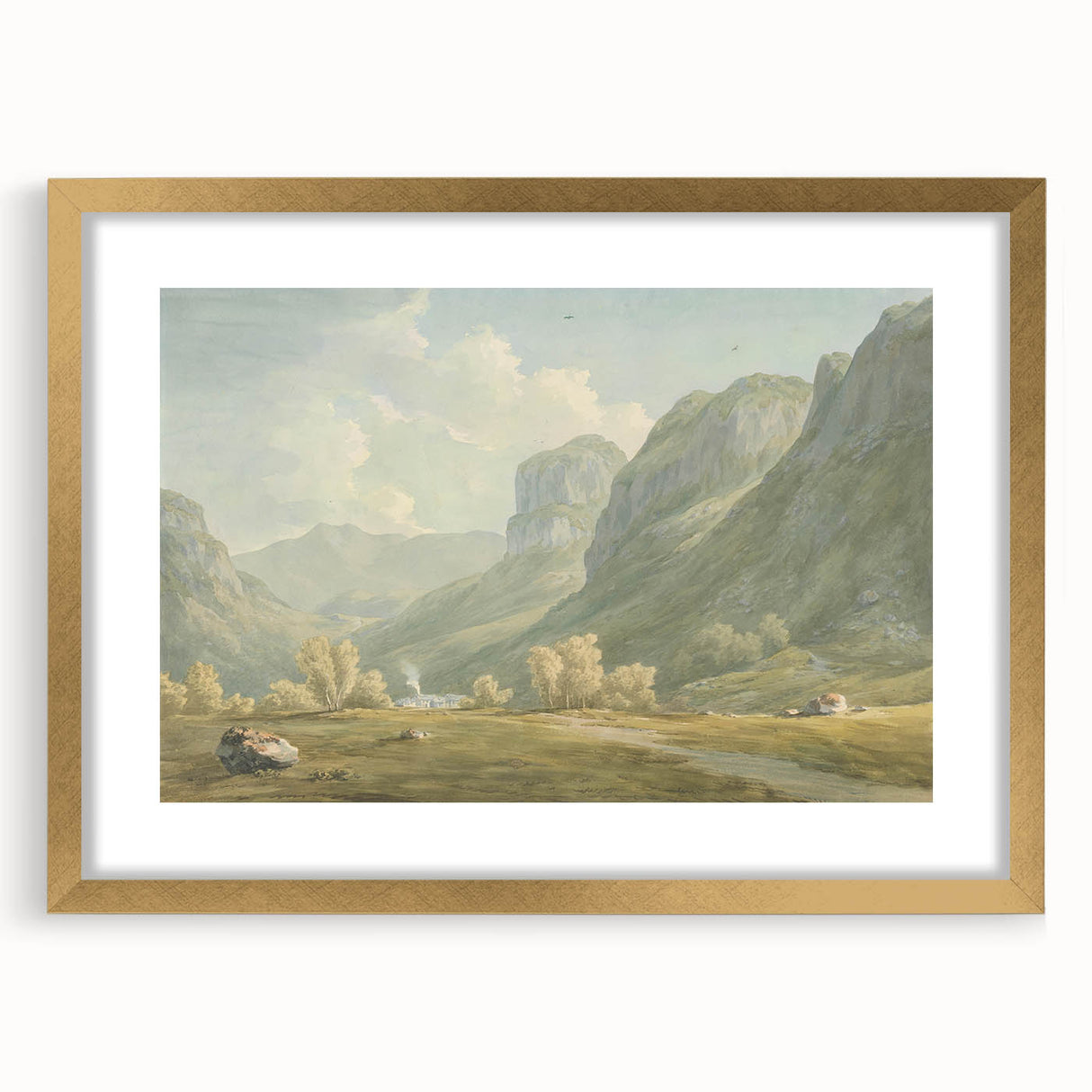 Peaceful Mountain Village Realism Art Print – Fine Art Realism