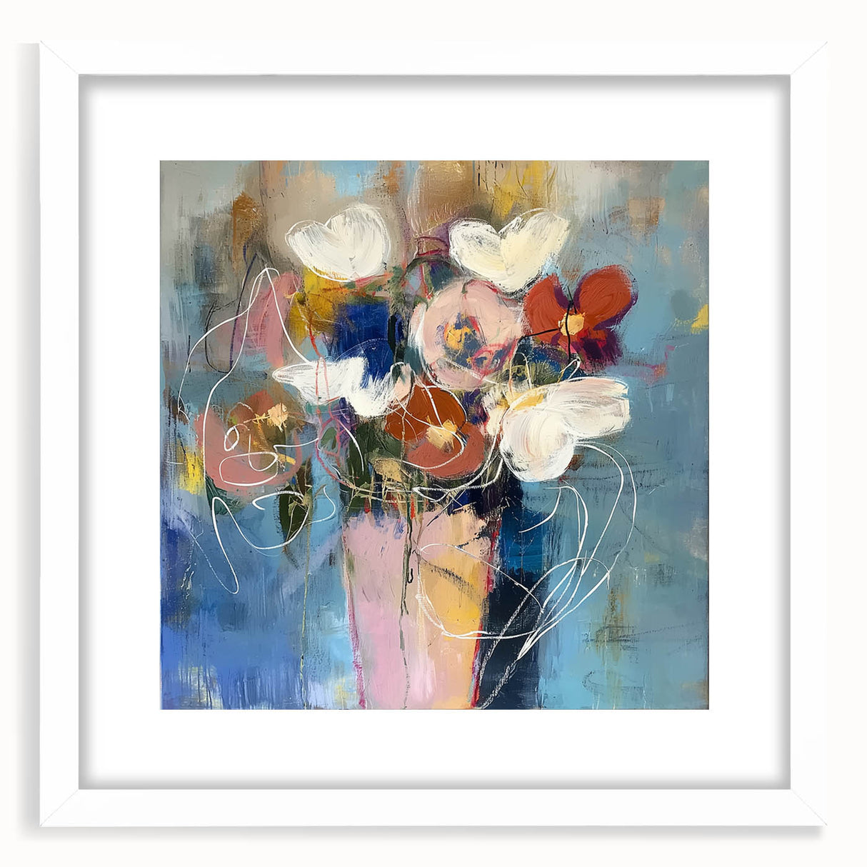 Acrylic Dining Room Artwork - Abstract Floral Bouquet