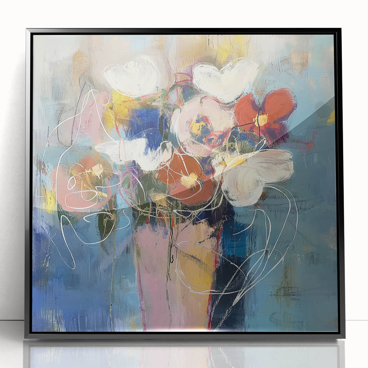 Acrylic Dining Room Artwork - Abstract Floral Bouquet