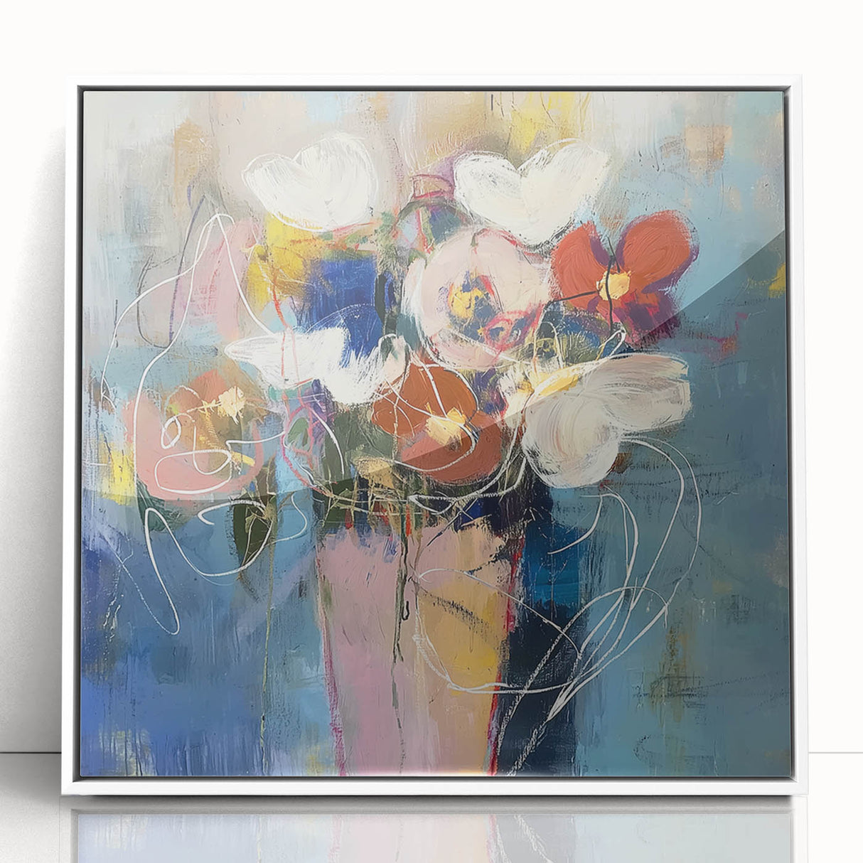 Acrylic Dining Room Artwork - Abstract Floral Bouquet