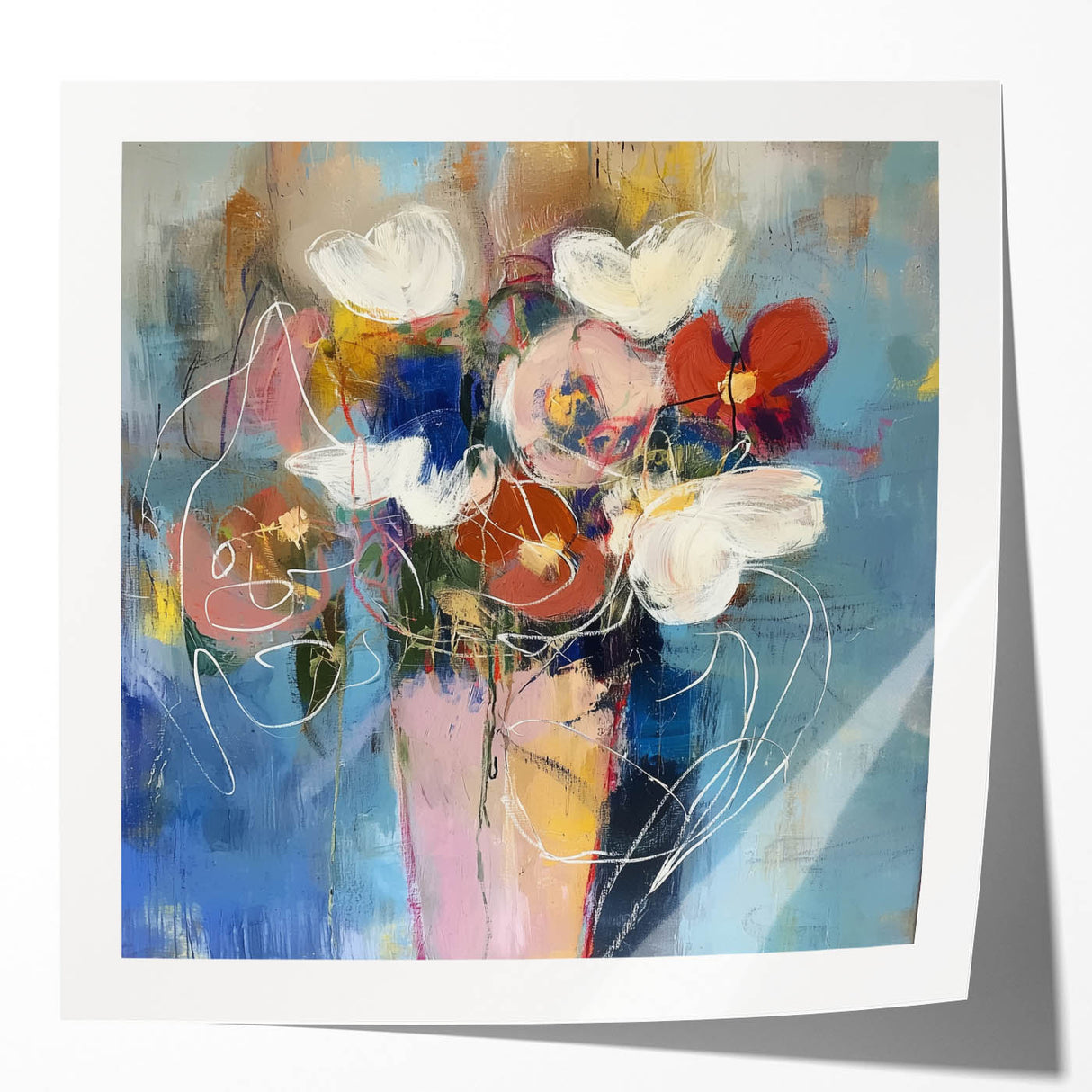 Acrylic Dining Room Artwork - Abstract Floral Bouquet