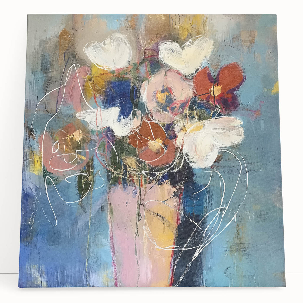 Acrylic Dining Room Artwork - Abstract Floral Bouquet