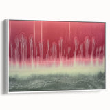 Framed abstract landscape canvas artwork showcasing a serene white and gray color palette, emphasizing modern decor aesthetics in a contemporary home setting.