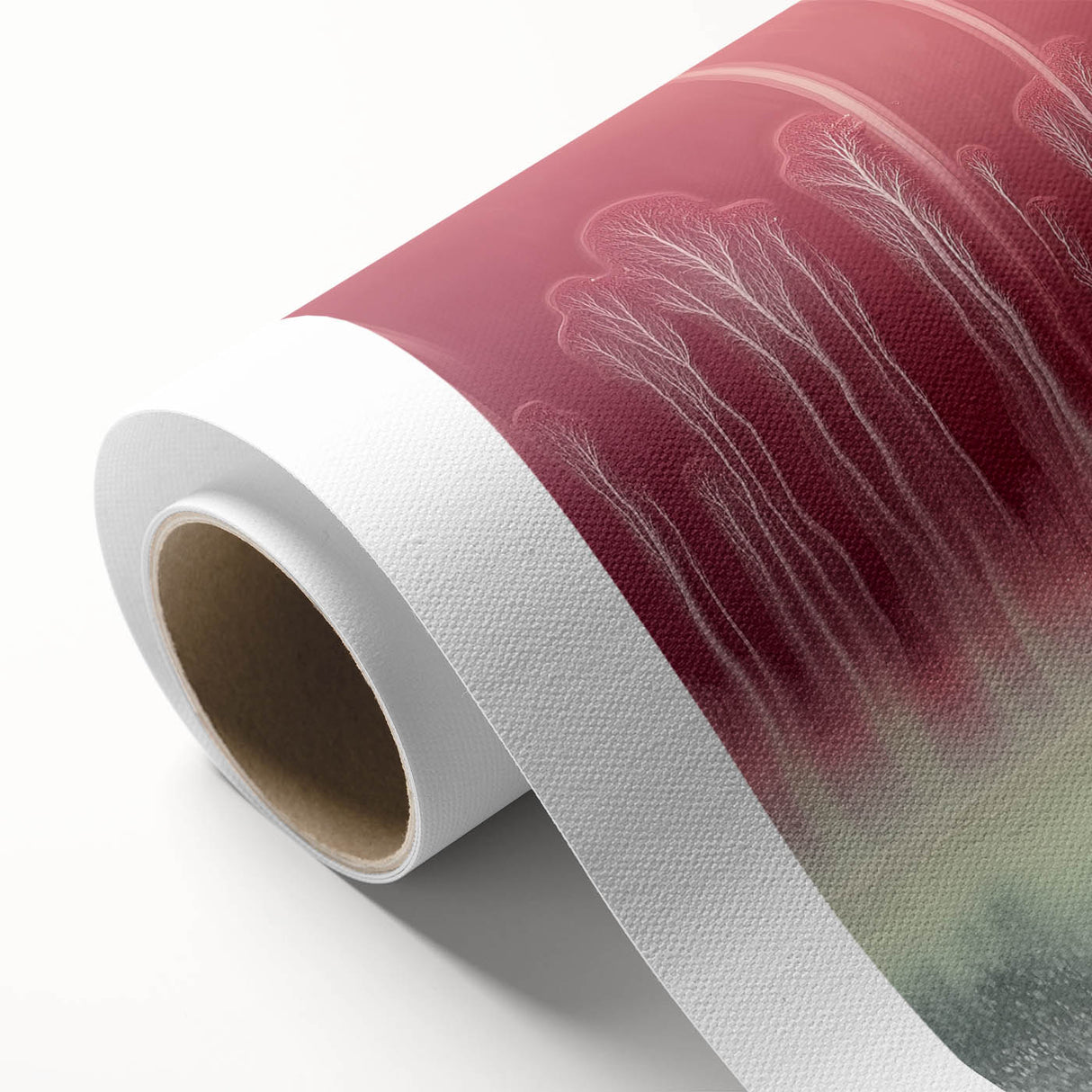 Abstract landscape canvas artwork showcasing vibrant colors and fluid shapes, expertly rolled for easy display and protected in a durable cardboard tube.
