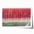 Abstract landscape art print featuring vibrant blue and green hues with textured details, showcasing a serene natural scene. Ideal for modern home decor, this rolled canvas print is elegantly packaged for effortless display.