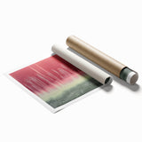 Abstract landscape rolled print showcasing vibrant colors and fluid shapes, ideal for modern home decor. Packaged securely in a protective cardboard tube.