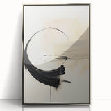 Framed abstract minimalist wall art in silver acrylic, showcasing geometric shapes and soft color gradients, perfect for modern home decor.