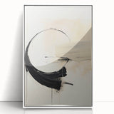 Abstract minimalist wall art featuring a framed acrylic design in white, showcasing geometric shapes and soft tones, perfect for modern home decor.