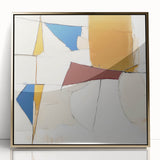 Colorful Abstract Wall Art – Geometric Canvas in Blue & Mustard