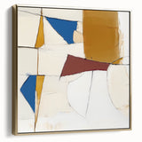 Colorful Abstract Wall Art – Geometric Canvas in Blue & Mustard