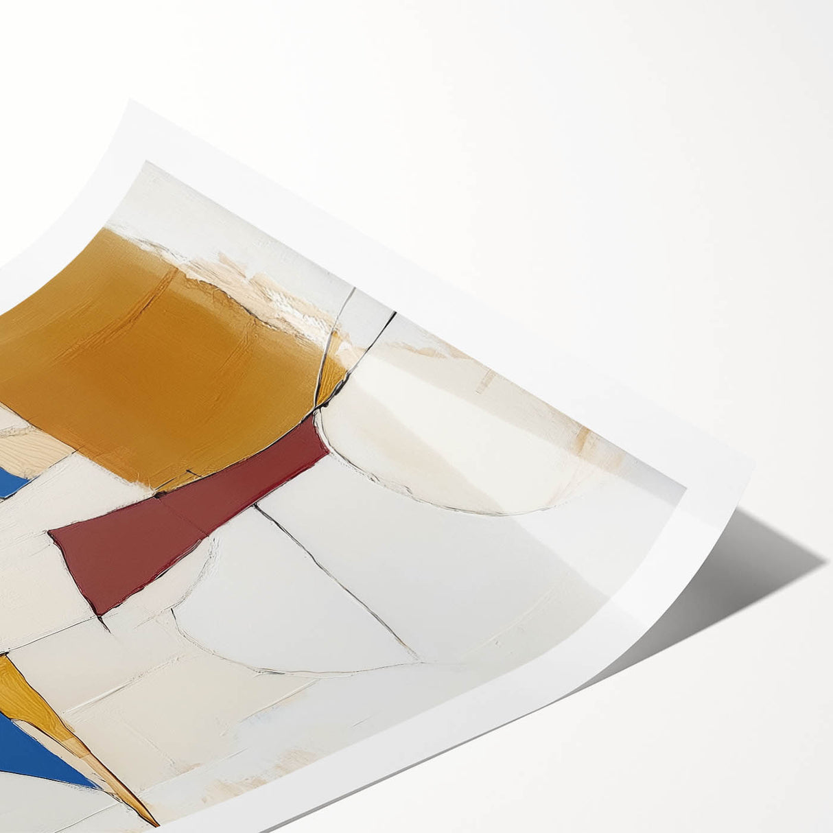 Colorful Abstract Wall Art – Geometric Canvas in Blue & Mustard