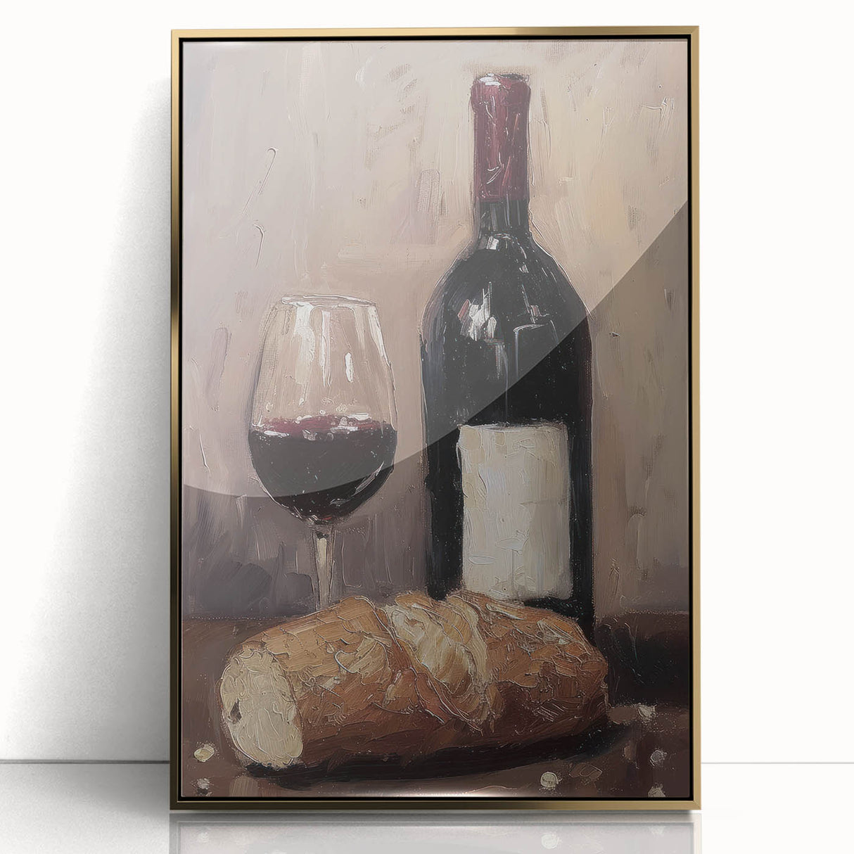 Large art print of a mid-century modernist cocktail, rendered in bold gold and black tones on a framed acrylic panel.