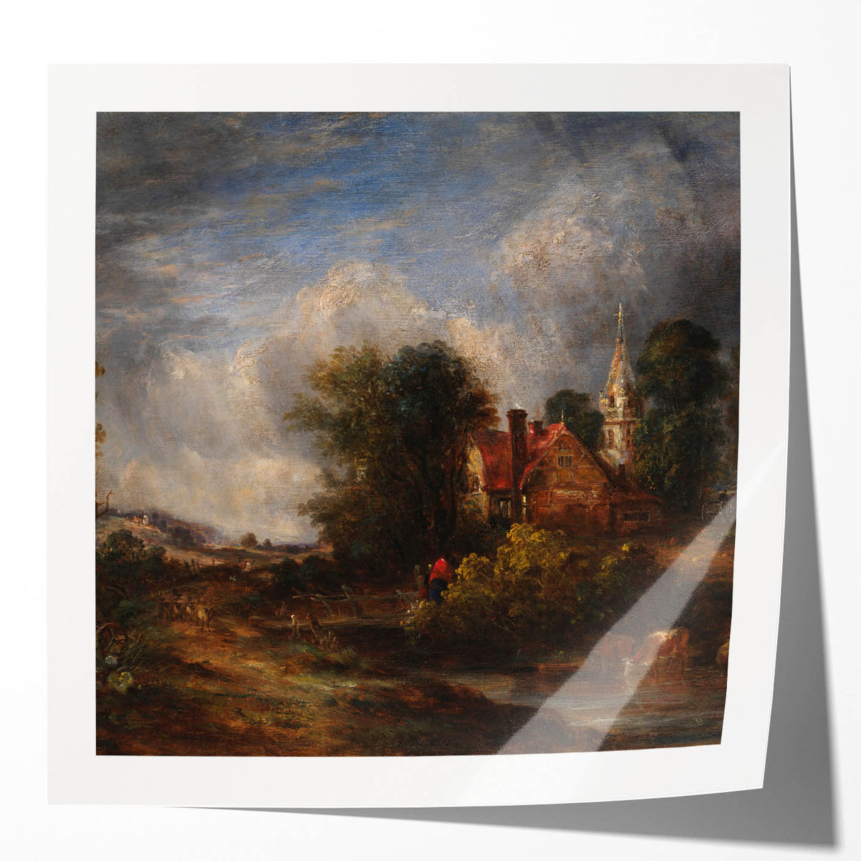 Rustic Realism Art Print of Countryside Cottage and Farm Landscape