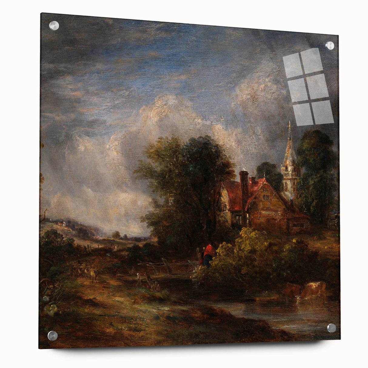 Rustic Realism Art Print of Countryside Cottage and Farm Landscape