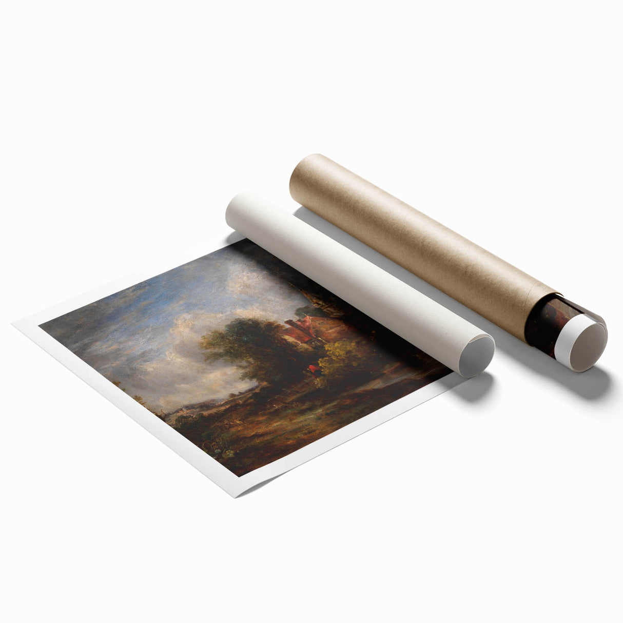 Rustic Realism Art Print of Countryside Cottage and Farm Landscape