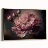 Framed canvas artwork showcasing vibrant abstract floral designs in gold tones, elegantly displayed from a side view, perfect for modern home decor.