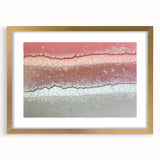 Abstract landscape artwork framed in gold, showcasing vibrant hues of blue and green with a white mat, perfect for modern home decor.