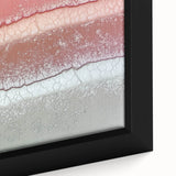 Close-up of a framed abstract landscape canvas featuring vibrant colors and dynamic brush strokes, perfect for modern home decor and artistic expression. This unique artwork adds a contemporary touch to any interior space.