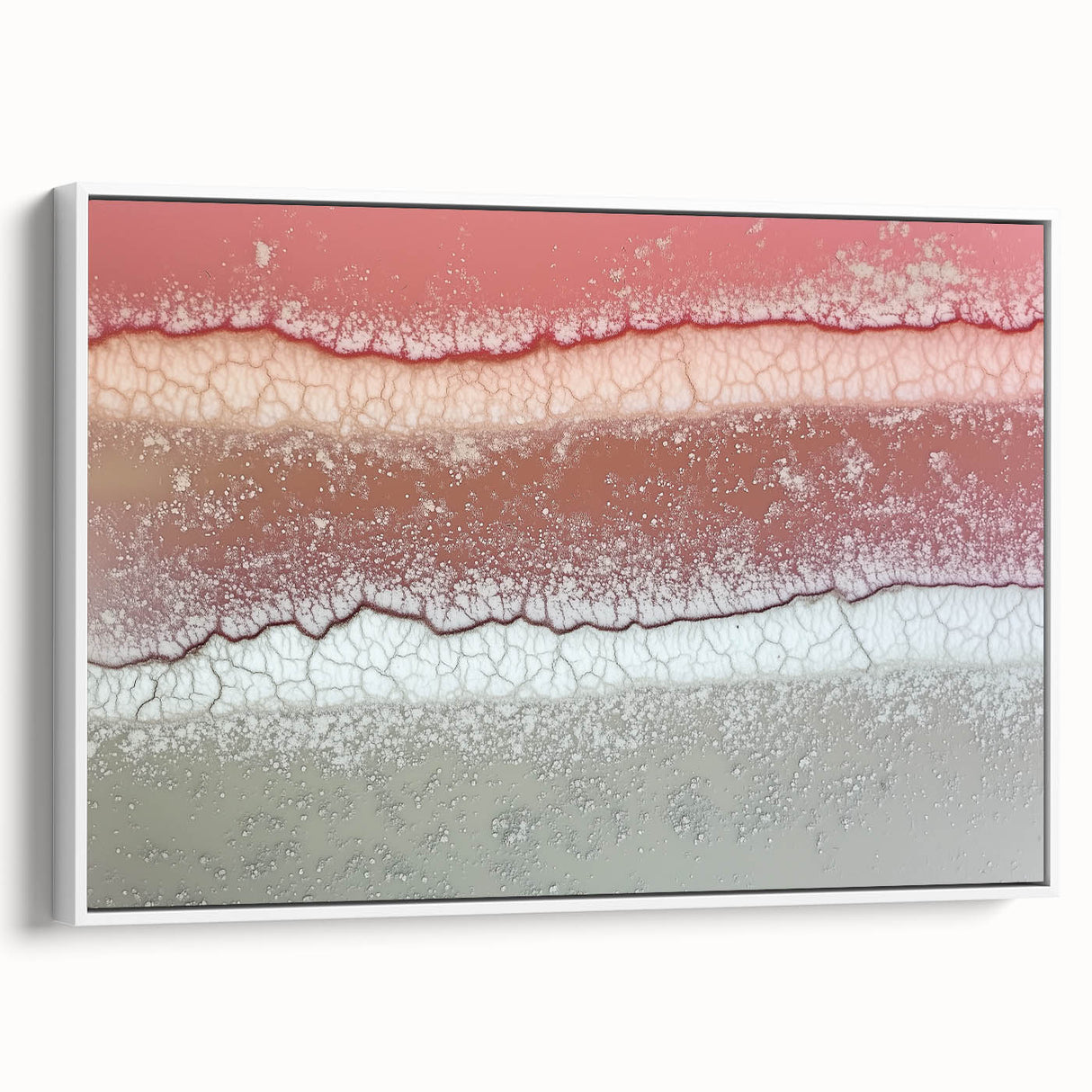 Abstract landscape framed canvas art showcasing a serene blend of blues and greens, with a sleek white frame, ideal for modern home decor. This piece adds a tranquil touch to any space, enhancing contemporary interiors with its calming aesthetic.