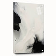 Abstract minimalist wall art displayed in a side view, featuring vibrant colors and geometric shapes, mounted with decorative pins on a sleek surface.