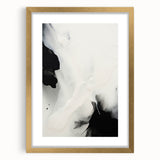 Abstract minimalist wall art framed with a gold finish and matting, showcasing soft neutral tones and geometric shapes, perfect for modern home decor.