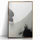 Framed minimalist wall art featuring an abstract design in gold and white, ideal for modern decor. The artwork is displayed in an elegant acrylic frame, enhancing its sophisticated look. Perfect for home or office settings.