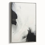Abstract minimalist wall art in a sleek silver frame, showcasing geometric patterns and soft color gradients, ideal for modern decor and elegant spaces.