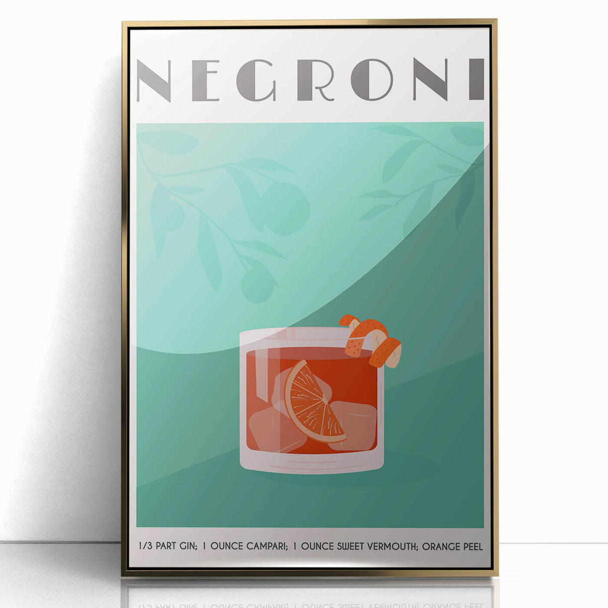 Mid-century modernist large art print of food and drinks in bold colors on acrylic, ideal for modern kitchen decor.