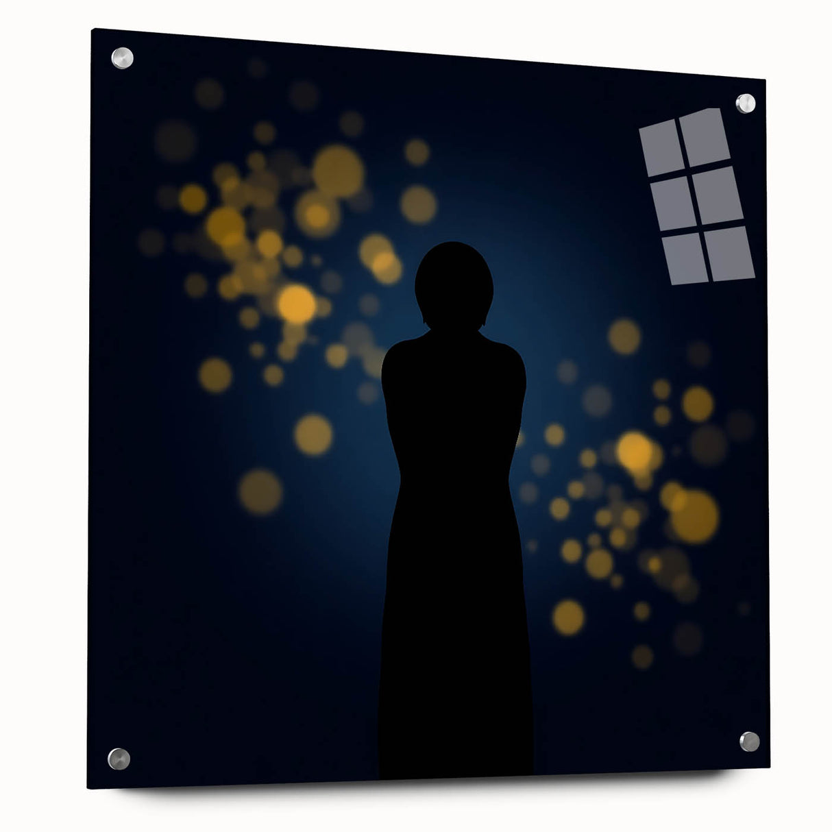 Silent Glow – Emotive Silhouette with Bokeh Light Wall Art Print