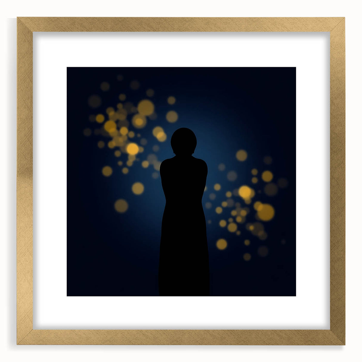 Silent Glow – Emotive Silhouette with Bokeh Light Wall Art Print