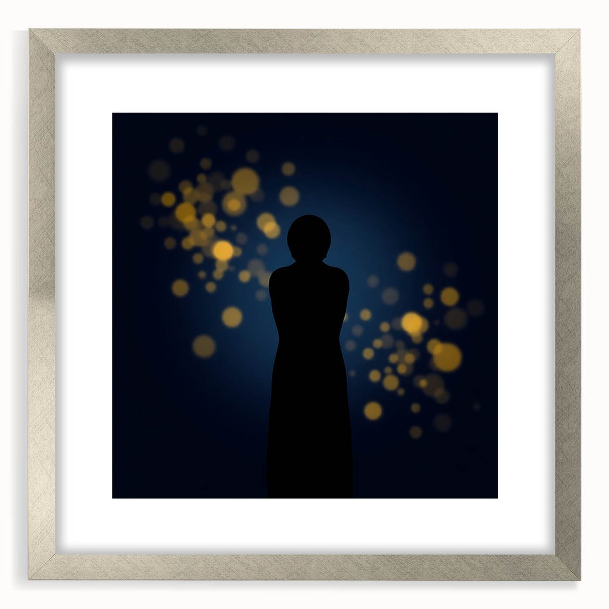 Silent Glow – Emotive Silhouette with Bokeh Light Wall Art Print