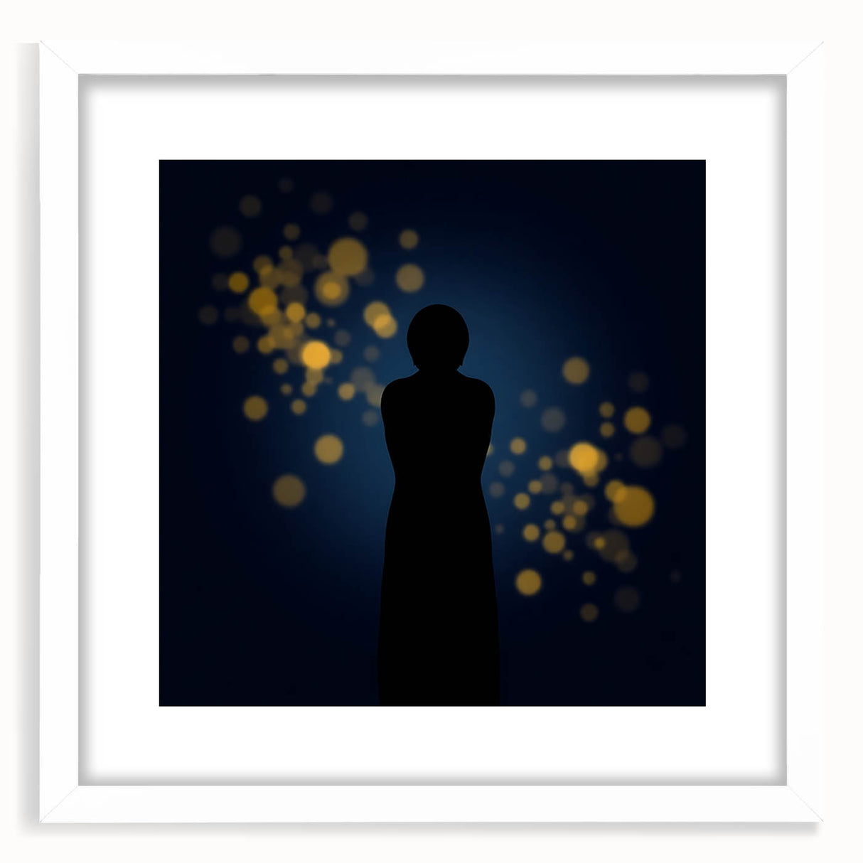 Silent Glow – Emotive Silhouette with Bokeh Light Wall Art Print