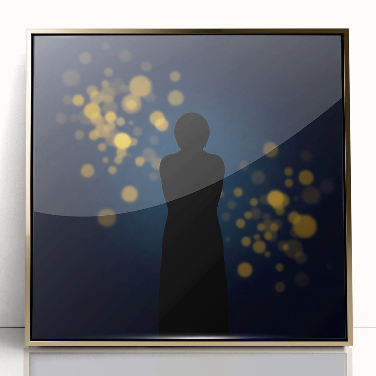 Silent Glow – Emotive Silhouette with Bokeh Light Wall Art Print