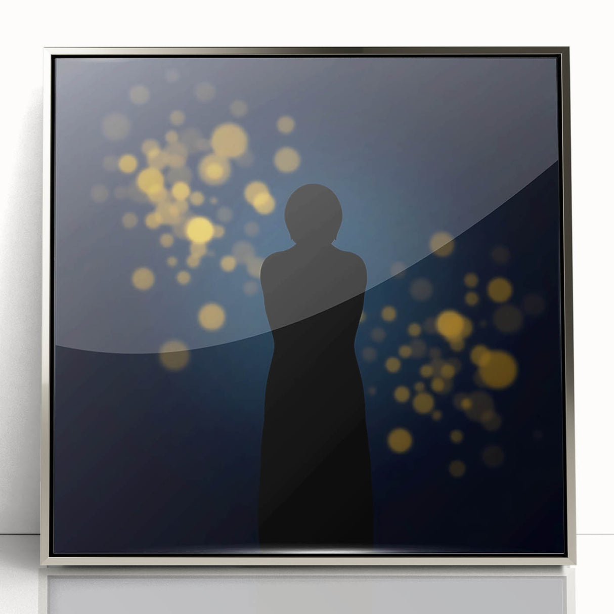Silent Glow – Emotive Silhouette with Bokeh Light Wall Art Print