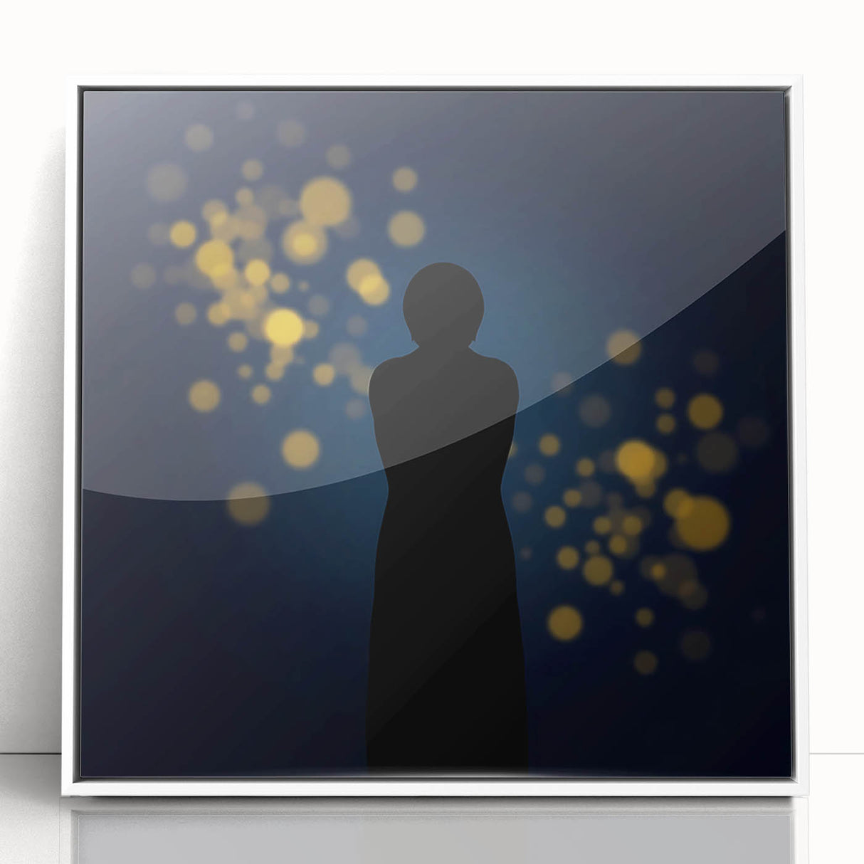 Silent Glow – Emotive Silhouette with Bokeh Light Wall Art Print