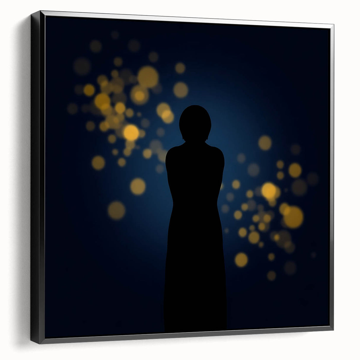Silent Glow – Emotive Silhouette with Bokeh Light Wall Art Print