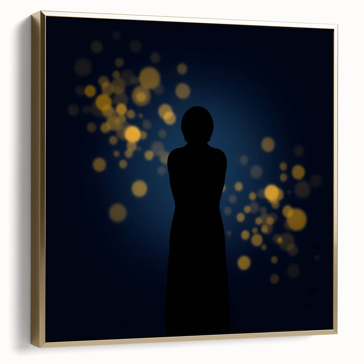 Silent Glow – Emotive Silhouette with Bokeh Light Wall Art Print