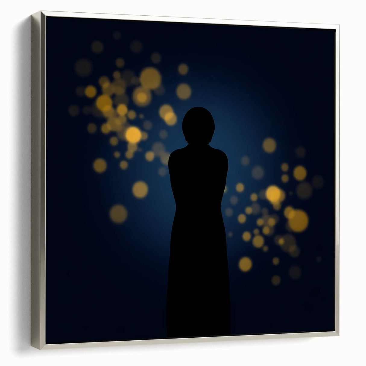 Silent Glow – Emotive Silhouette with Bokeh Light Wall Art Print