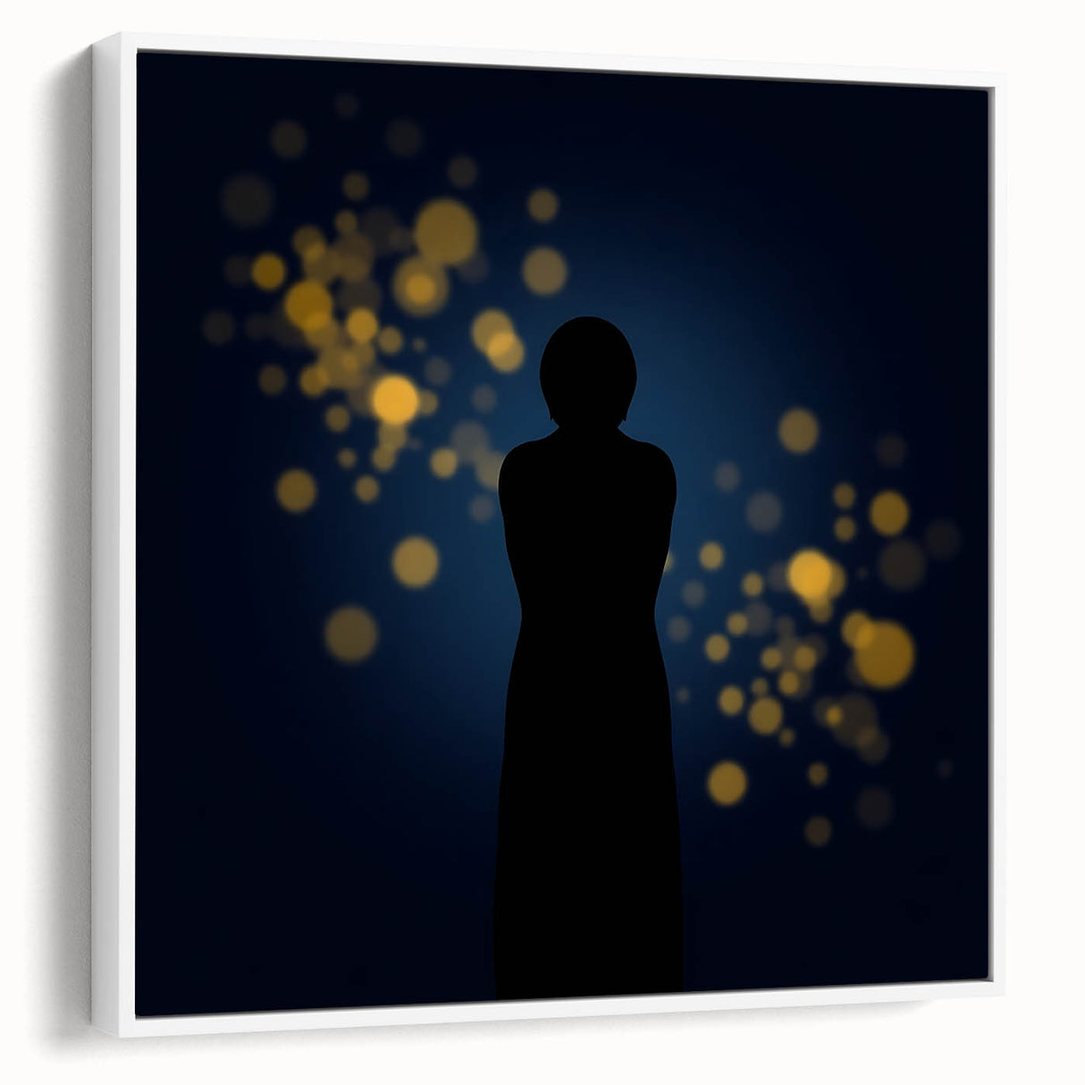 Silent Glow – Emotive Silhouette with Bokeh Light Wall Art Print