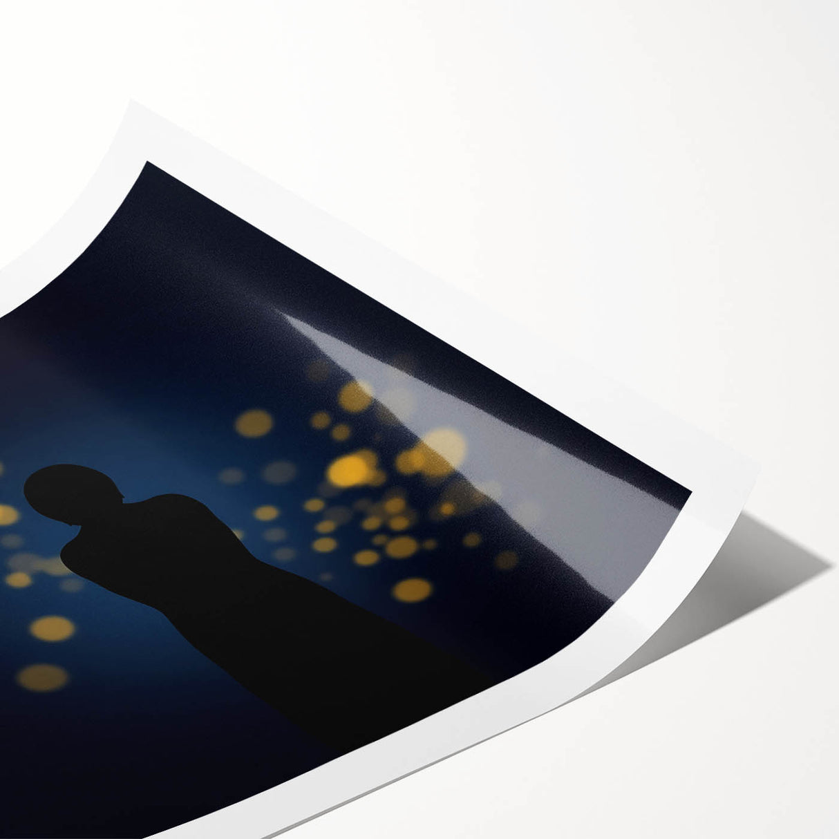 Silent Glow – Emotive Silhouette with Bokeh Light Wall Art Print