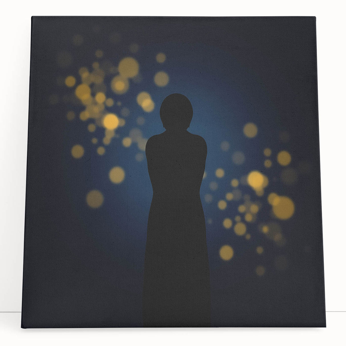 Silent Glow – Emotive Silhouette with Bokeh Light Wall Art Print
